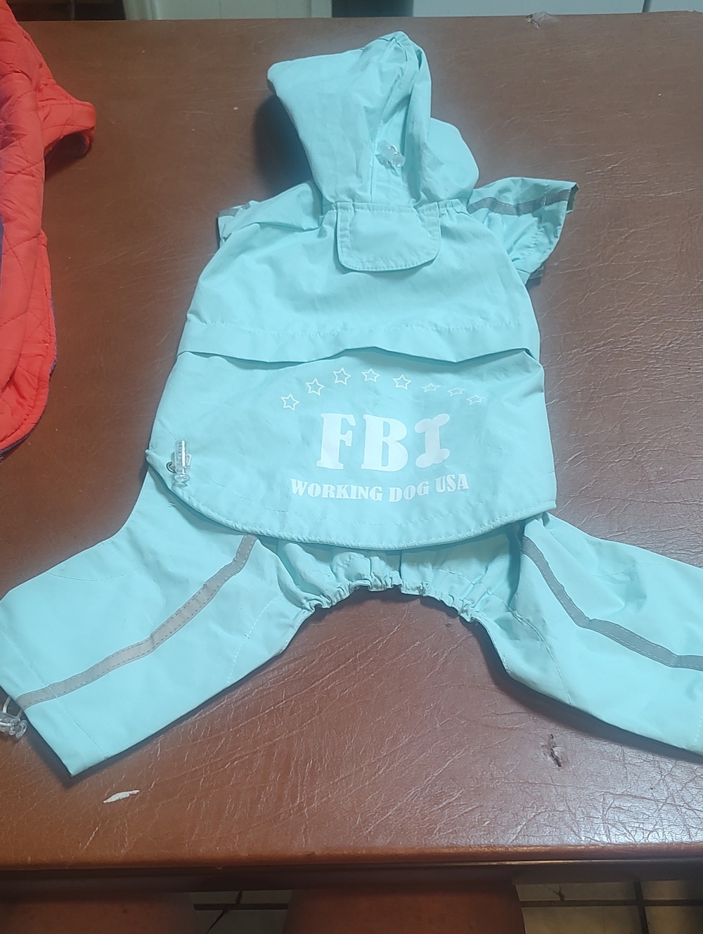 FBI Working Dog USA Light Blue Kids Dog Raincoat 18 Long X 9 New No Tag Small